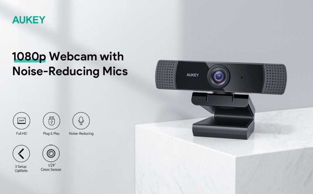 มุมมองเพิ่มเติมของสินค้า AUKEY PC-LM1E Web Camera 1080P webcam กล้องเว็บแคม ความละเอียด 1080P DI01 DI06 C920 C922 รุ่น PC-LM1E