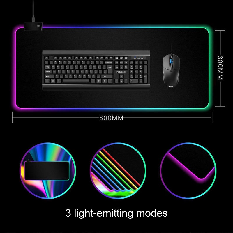 เกี่ยวกับสินค้า จัดส่งจากกรุงเทพ แผ่นรองเมาส์ขนาดใหญ่ แผ่นรองเมาส์มีไฟ แผ่นรองเมาส์มีไฟ RGB Gaming Mousepads แผ่นรองเม้าส์สำหรับเล่นเกมส์ mouse pad 30*80cm