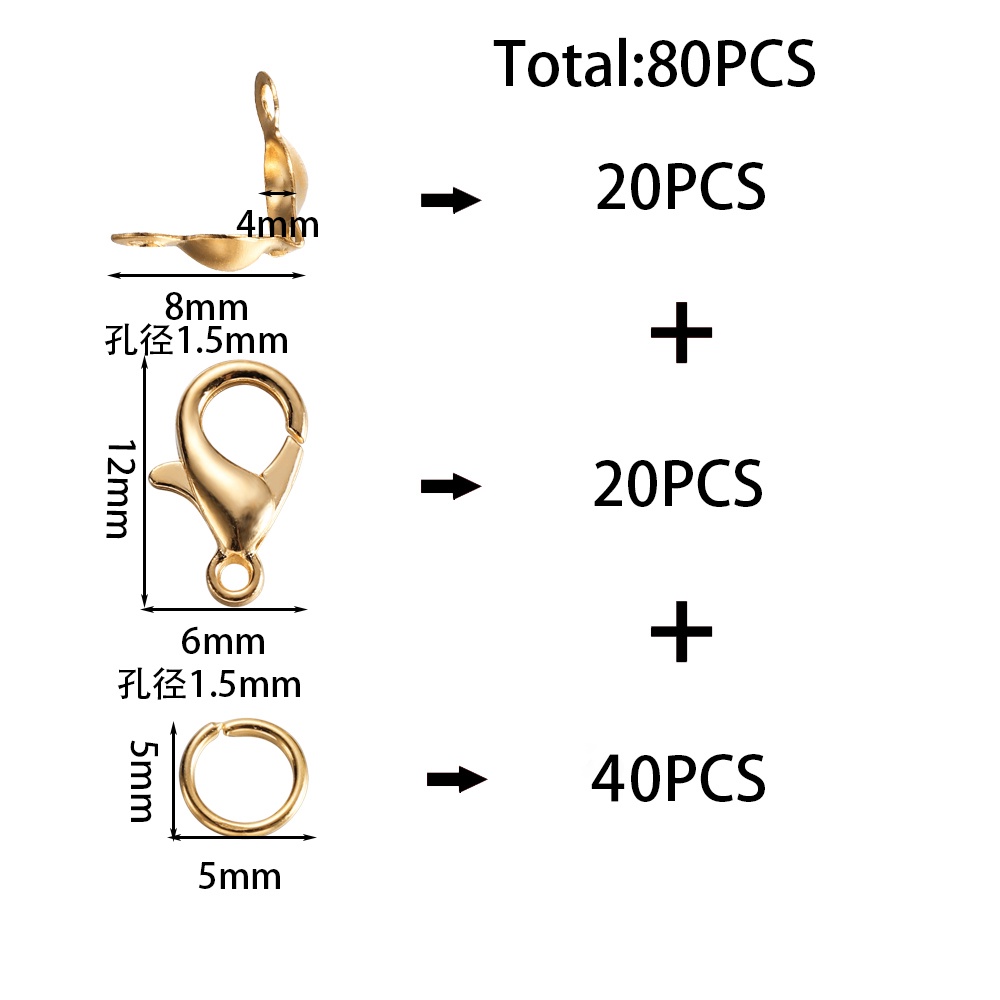 เกี่ยวกับสินค้า ST.KUNKKA 80 ชิ้น ตัวปิดปม ตะขอก้ามปู ชุดตะขอแหวนสําหรับทําเครื่องประดับ สร้อยคอ สร้อยข้อมือ DIY