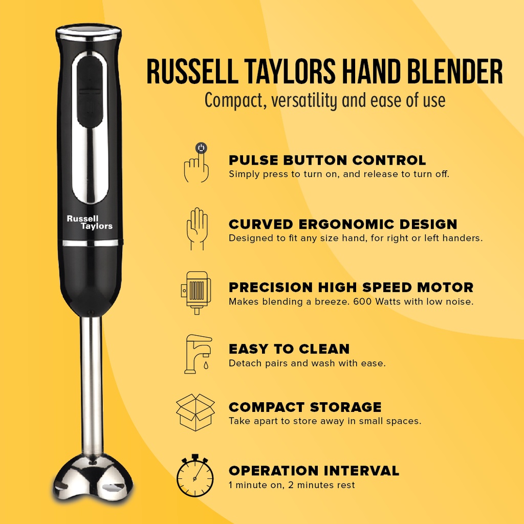 มุมมองเพิ่มเติมของสินค้า Russell Taylors เครื่องปั่นมือถือ รุ่น Hand Blender Set HB-6
