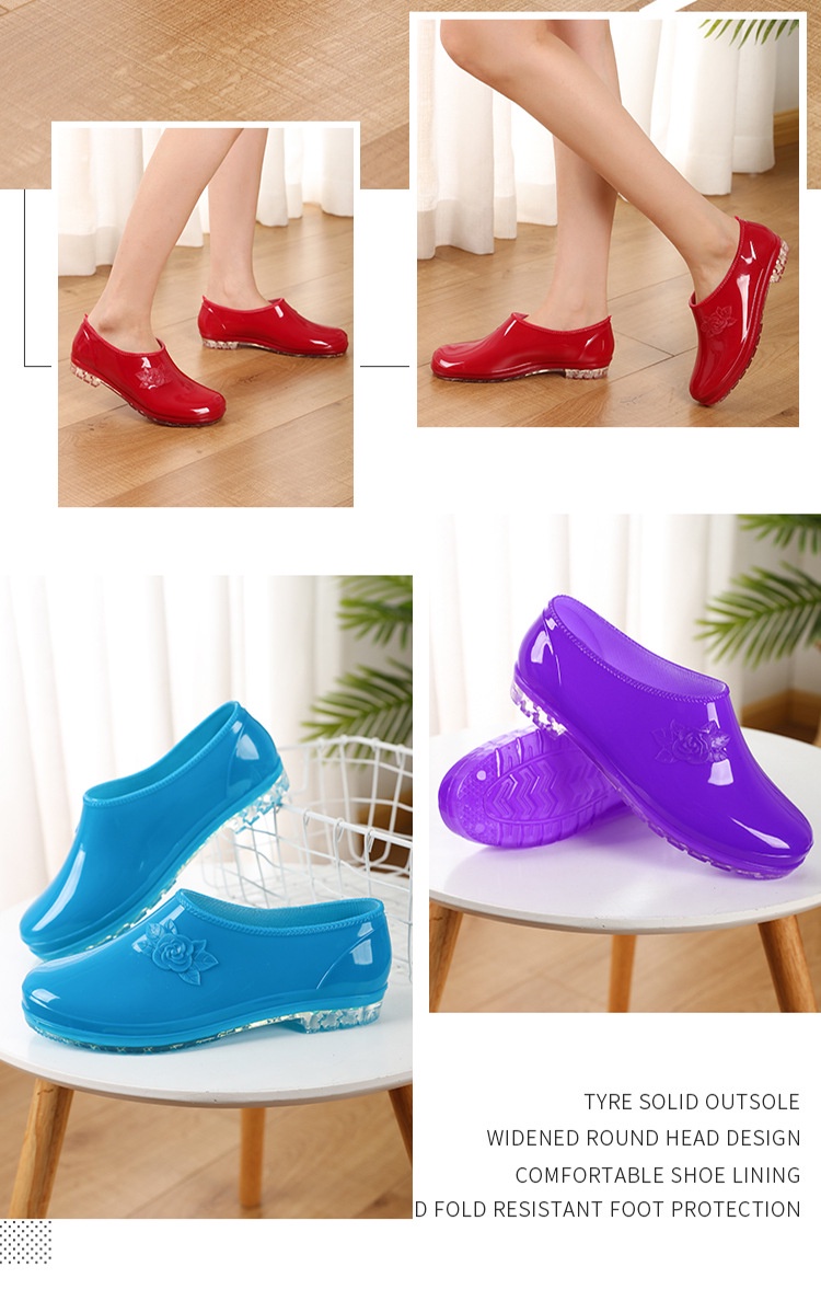 เกี่ยวกับ QiaoYiLuo รองเท้ากันฝนผู้หญิง รองเท้ากันน้ำ ขอบต่ำ ไม่หุ้มข้อ สีพื้น มี 4 สีให้เลือก ไซส์36-40