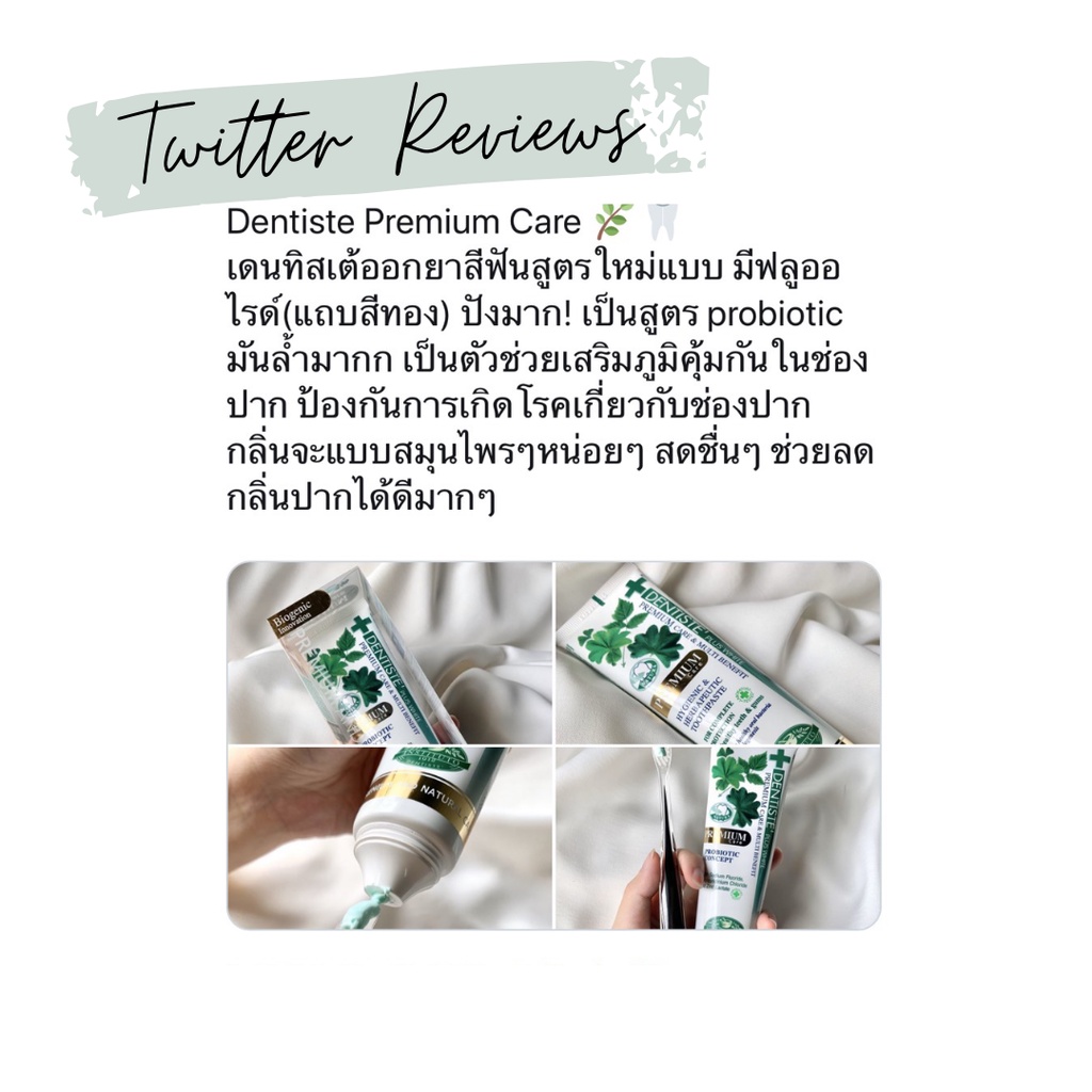 Dentiste' [สินค้าขายดี] Premium Care Toothpaste Tube ยาสีฟันสูตรพรีเมี่ยมแคร์ ปรับสมดุลแบคทีเรีย หลอด ขนาด 20/50/100 กรัม เดนทิสเต้
