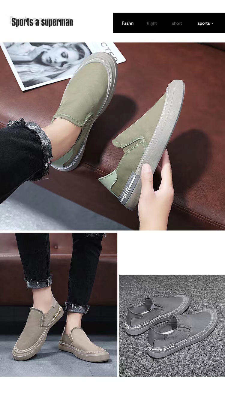 รูปภาพรายละเอียดของ QiaoYiLuo รองเท้าผ้าใบสลิปออน รองเท้าลำลองผู้ชาย มี 2 สีให้เลือก