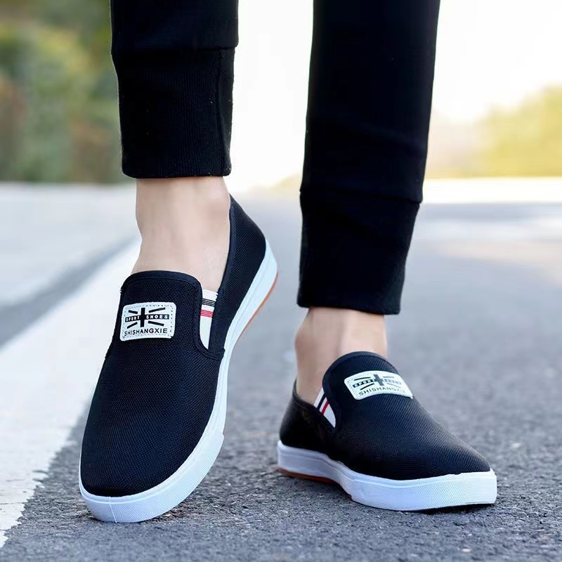 รูปภาพเพิ่มเติมของ QiaoYiLuo รองเท้าผ้าใบแบบสวม รองเท้าลำลอง สำหรับผู้ชาย สีดำ สีน้ำเงิน สีเทา