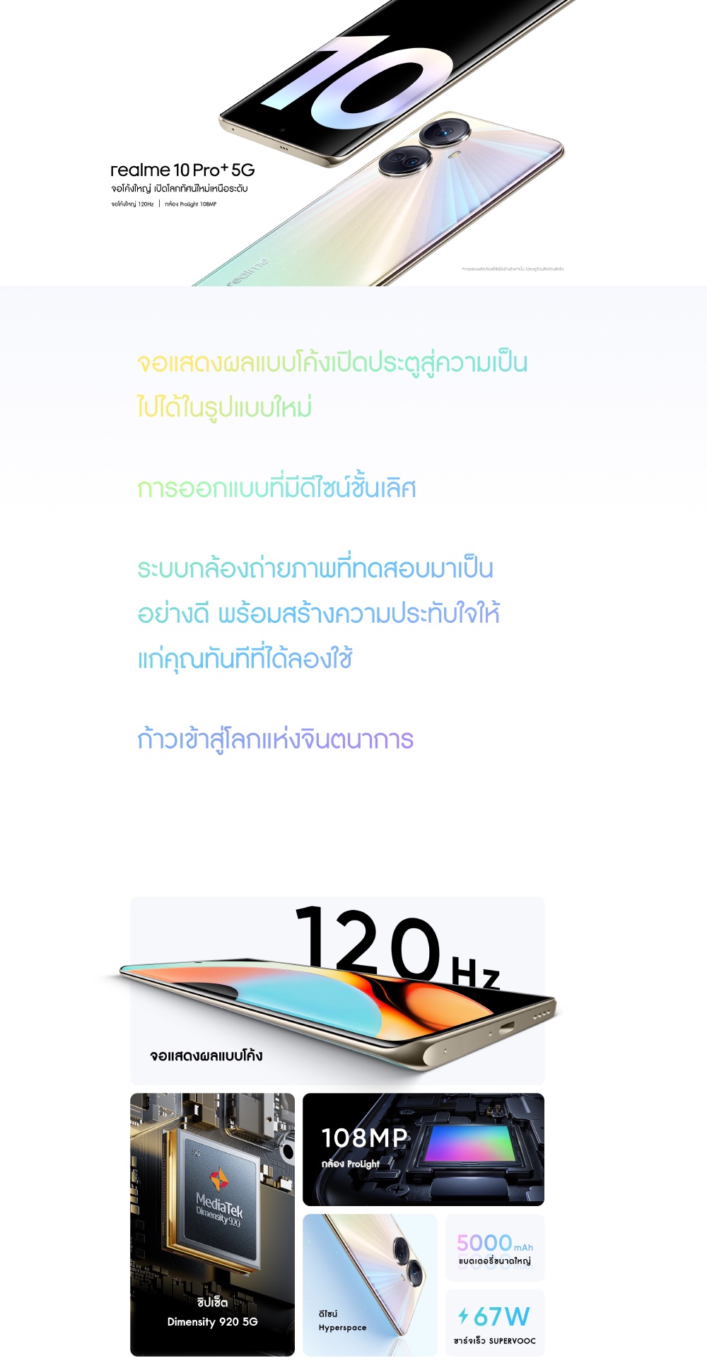 realme 10 Pro+ 5G (12+256GB) จอแสดงผลโค้ง 120Hz | ดีไซน์ Hyperspace | กล้อง ProLight 108MP