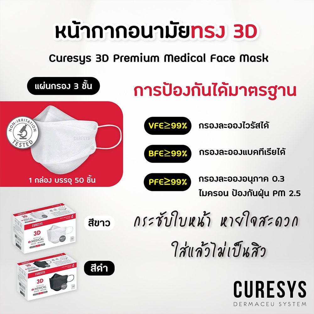 CURESYS 3D Premium Medical Face Mask เคียวร์ซิส หน้ากากอนามัยทาง ...