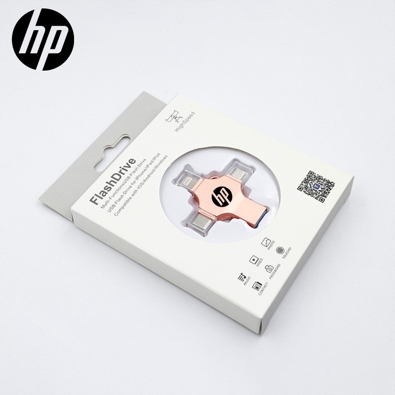 เกี่ยวกับสินค้า (พร้อมส่ง) แฟลชไดรฟ์ HP 2TB 4-in-1 USB 3.0 Type-C สําหรับ i O Sแท็บเล็ต Android สมาร์ทโฟน PC