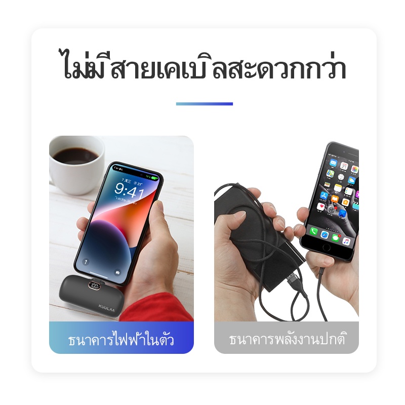 รายละเอียดเพิ่มเติมเกี่ยวกับ Kuulaa Mini PD 18W พาวเวอร์แบงค์ 5000mah แบตเตอรี่ภายนอก แบบพกพา ชาร์จเร็ว สําหรับ Samsung iPhone 14 13 12 pro max