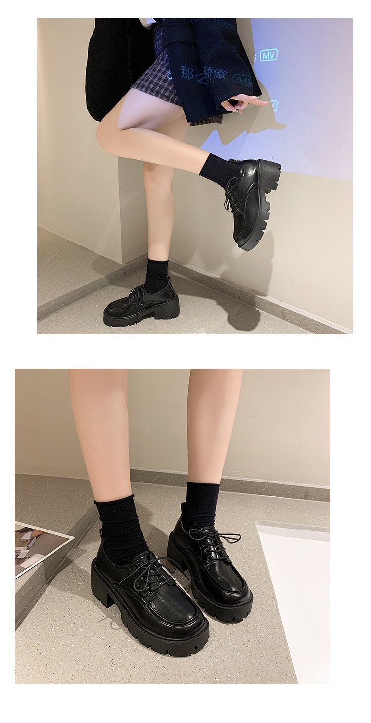 เกี่ยวกับสินค้า AOKANG รองเท้าแพลตฟอร์ม หนังนิ่ม หนา แบบผูกเชือก ขนาดเล็ก พื้นรองเท้าหนา ปิดนิ้วเท้า แฟชั่นใหม่ อินเทรนด์ สไตล์อังกฤษ 2 สีให้เลือก สำหรับผู้หญิง