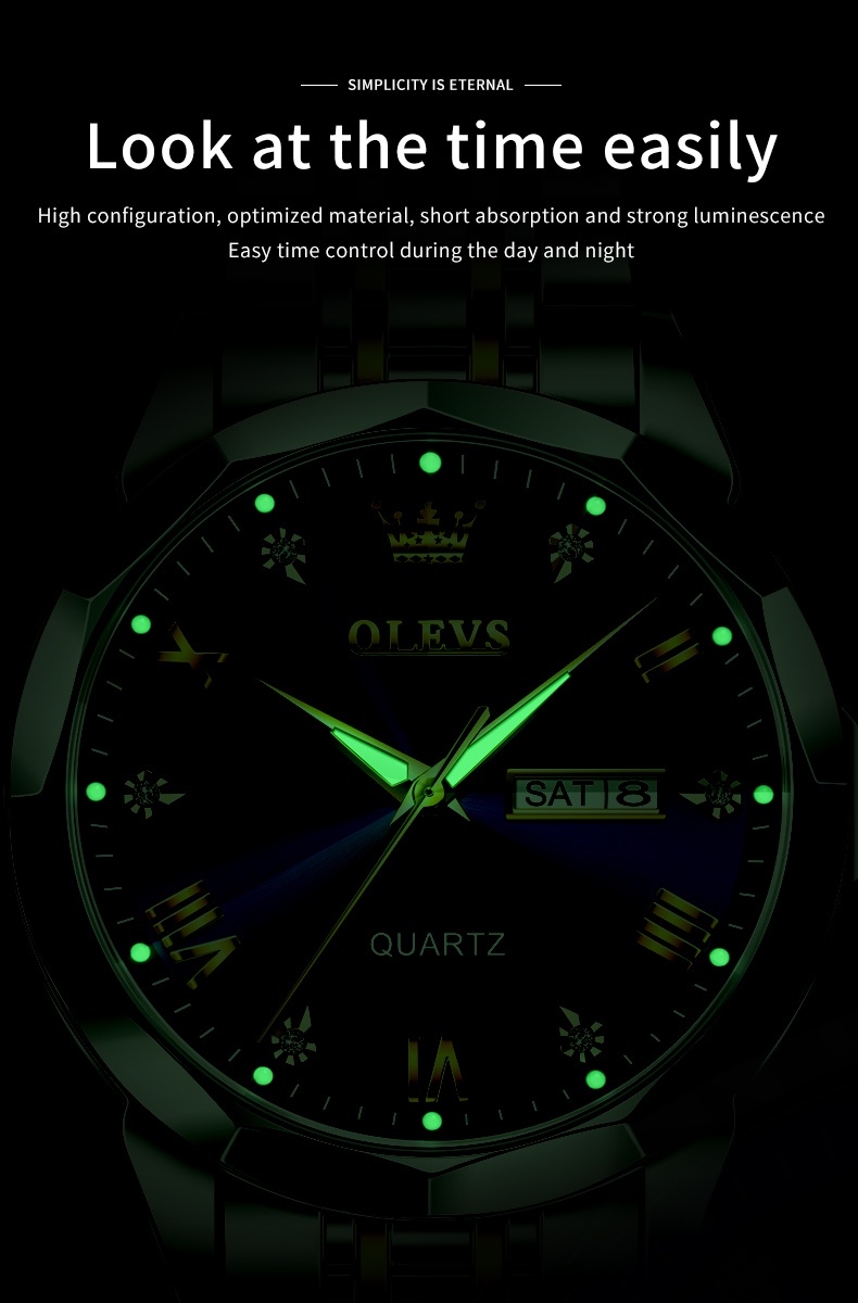 รายละเอียดเพิ่มเติมเกี่ยวกับ OLEVS นาฬิกาผู้ชาย กันน้ำ 100% แท้ ธุรกิจ กีฬา รับประกัน พร้อมกล่อง ดูเวลา ดูวันที่ เรืองแสง สายสเตนเลส รับประกัน 3 ปี สีฟ้า สีขาว 9931