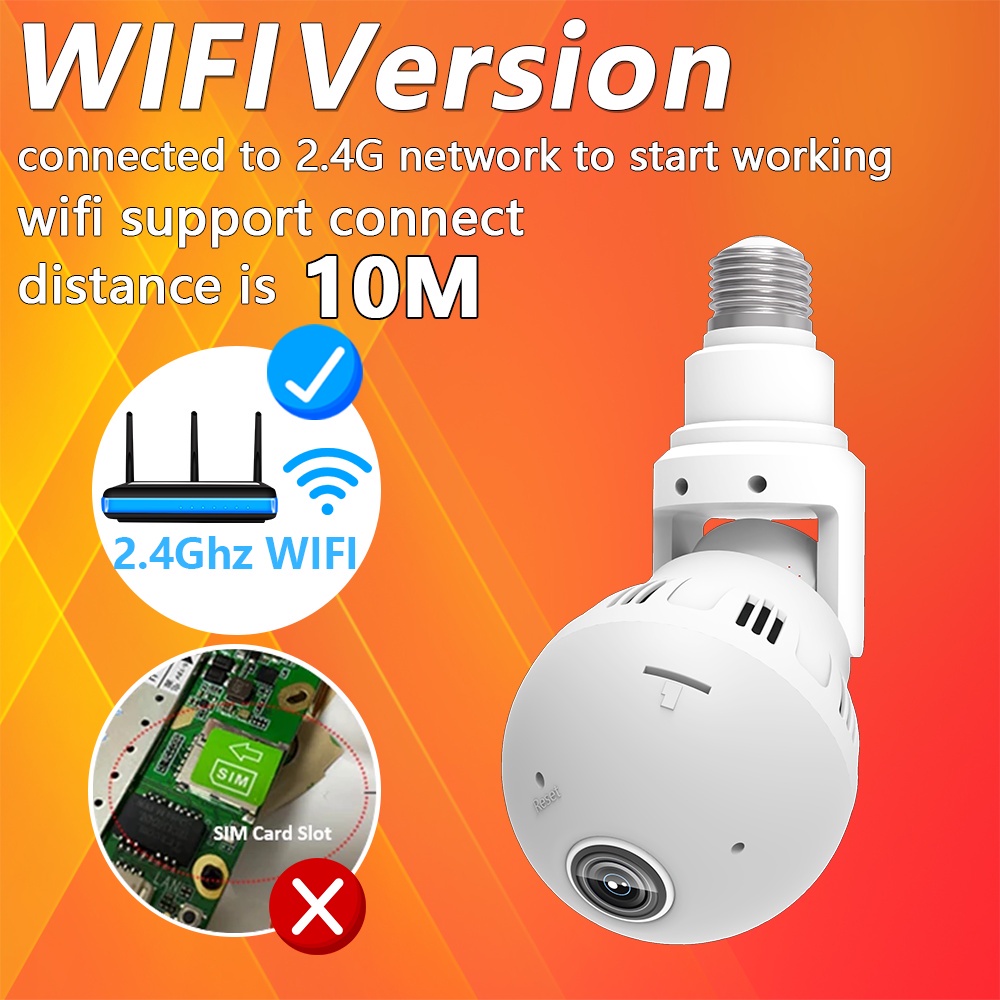 ภาพอธิบายเพิ่มเติมของ Evkvo 4MP WIFI IP E27 Bulb CCTV กล้องวงจรปิดไร้สาย V380 360 กล้องพาโนรามา สี Night Vision กล้องวงจรปิดรักษาความปลอดภัย