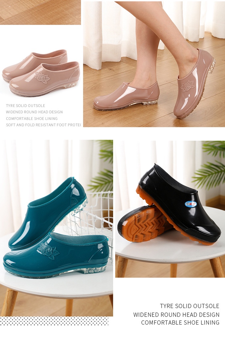 ข้อมูลประกอบของ QiaoYiLuo รองเท้ากันฝนผู้หญิง รองเท้ากันน้ำ ขอบต่ำ ไม่หุ้มข้อ สีพื้น มี 4 สีให้เลือก ไซส์36-40