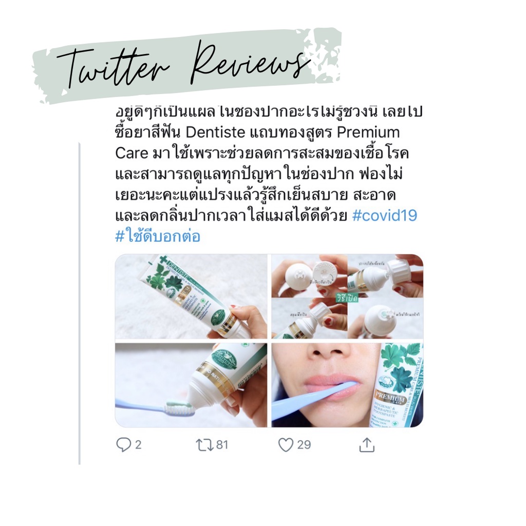 Dentiste' [สินค้าขายดี] Premium Care Toothpaste Tube ยาสีฟันสูตรพรีเมี่ยมแคร์ ปรับสมดุลแบคทีเรีย หลอด ขนาด 20/50/100 กรัม เดนทิสเต้