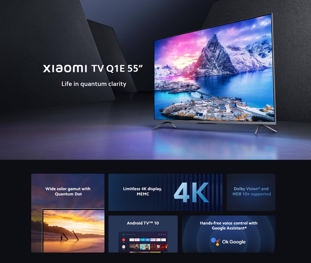 ลองดูภาพสินค้า Xiaomi TV Q1E 55" Android TV สมาร์ททีวี คมชัดระดับ 4K QLED  ประกันศูนย์ไทย 3 ปี