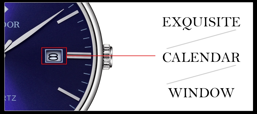 ภาพอธิบายเพิ่มเติมของ WWOOR นาฬิกาข้อมือผู้ชายควอตซ์ กันน้ำ นาฬิกาสายหนัง 8826P