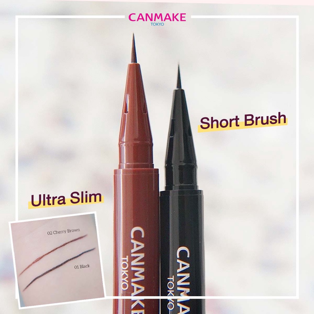 คำอธิบายเพิ่มเติมเกี่ยวกับ Canmake Slim Liquid Eyeliner อายไลเนอร์ปลายพู่กันเรียวเล็ก