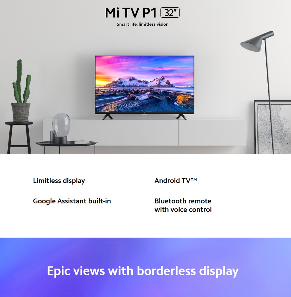 ภาพที่ให้รายละเอียดเกี่ยวกับ Xiaomi Mi TV P1 32" Android TV สมาร์ททีวี คมชัดระดับ HD ประกันศูนย์ไทย 1 ปี