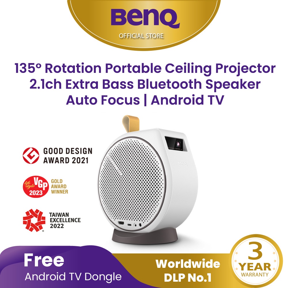 ภาพประกอบของ BenQ GV30 Mini LED Wifi Projector with Android TV, Bluetooth Speaker (โปรเจคเตอร์พกพา, โปรเจคเตอร์ wifi)