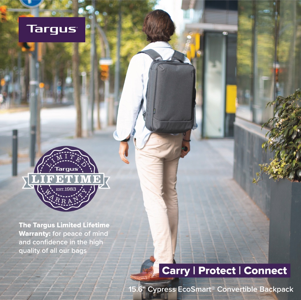 รูปภาพเพิ่มเติมของ Targus Cypress EcoSmart Convertible Backpack (TBB587) กระเป๋าเป้สำหรับโน๊ตบุ๊ค 15.6" ดีไซน์ทันสมัย ผลิตจากวัสดุ Recycle