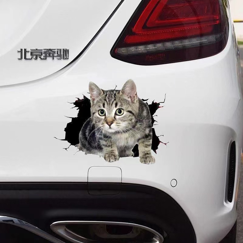 ภาพประกอบคำอธิบาย H & L สติกเกอร์ ลายการ์ตูนแมวน่ารัก 3D สําหรับติดตกแต่งรถยนต์ รถจักรยานยนต์