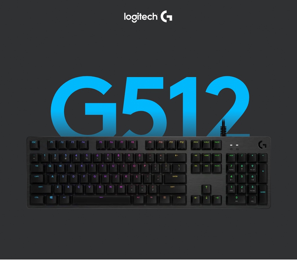 มุมมองเพิ่มเติมของสินค้า Logitech G512 (CLICKY) Carbon Mechanical Gaming Keyboard RGB GX Blue (คีย์บอร์ดเกมมิ่ง เชิงกลขั้นสูง)
