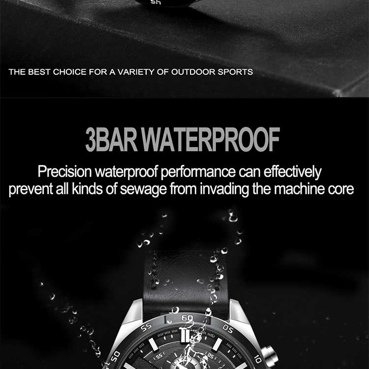 รูปภาพรายละเอียดของ นาฬิกาควอตซ์ สายหนัง กันน้ำ สำหรับผู้ชาย
