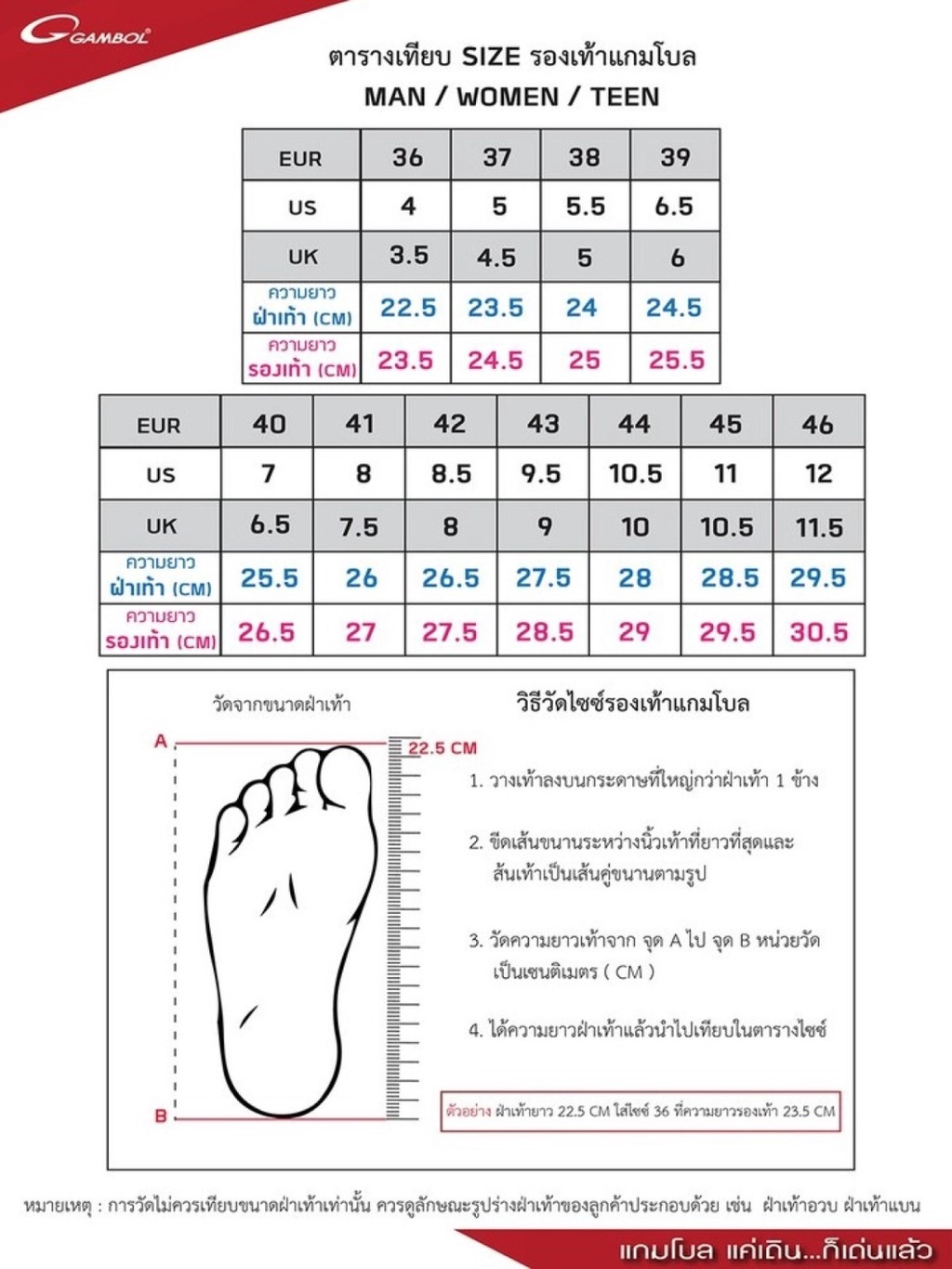 ข้อมูลเพิ่มเติมของ GAMBOL แกมโบล รุ่น COZY รองเท้าแตะ หนีบ แฟชั่น ผู้ชาย GM11220A (ไซซ์พิเศษ) Size 45-46