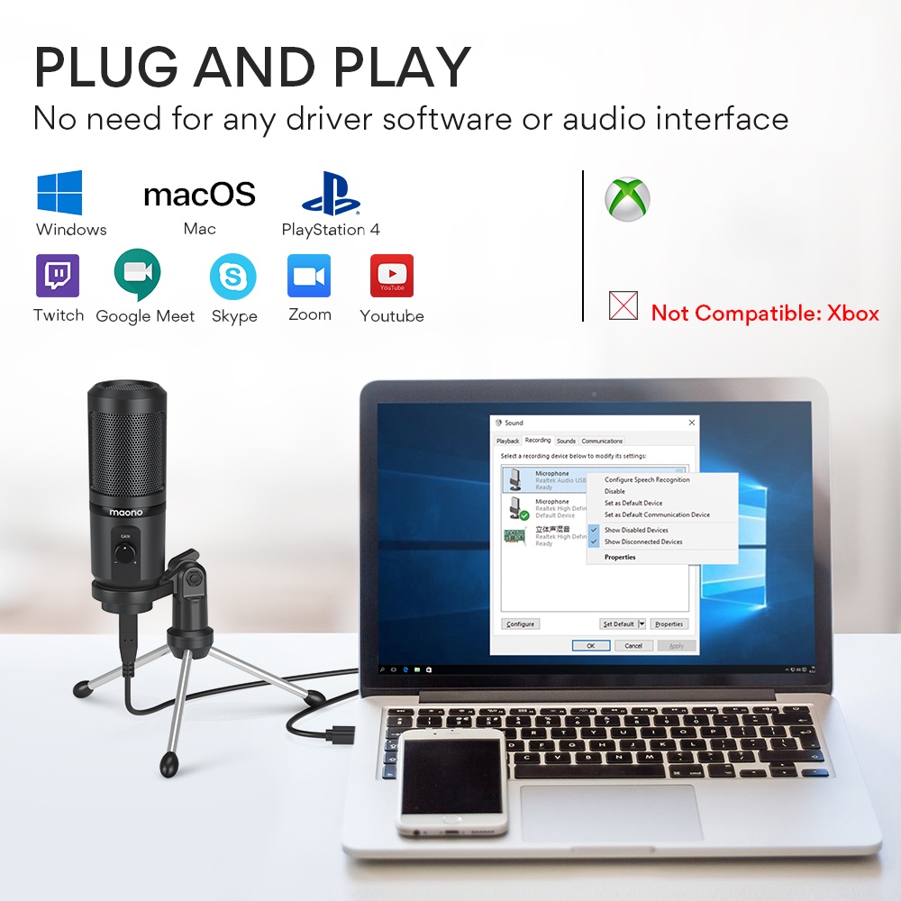 เกี่ยวกับสินค้า Maono ไมโครโฟนคอนเดนเซอร์ AU-PM461TR USB พร้อมไมโครโฟน สําหรับ PC แล็ปท็อป บันทึกเสียง พอดคาสต์ YouTube