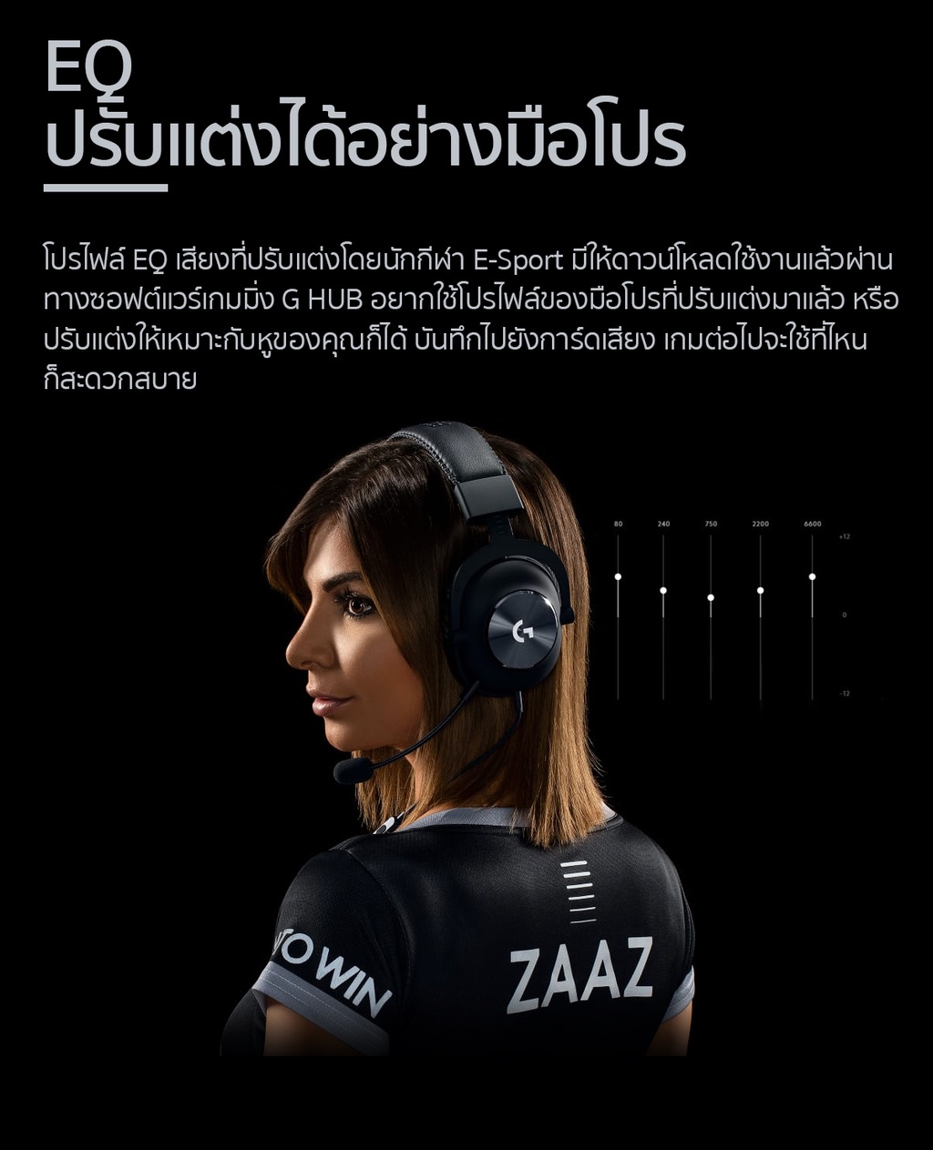 ภาพประกอบของ Logitech G Pro Gaming Headset with microphone, PRO-G 50 mm Audio Drivers ( หูฟังเกมมิ่งพร้อมไมค์ เกรดมือโปร)