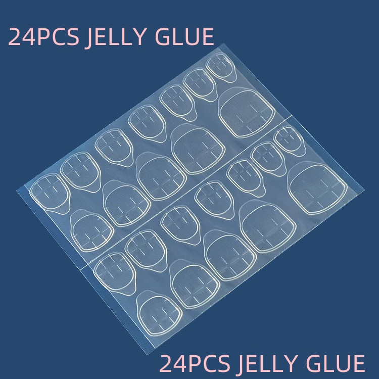 เกี่ยวกับ 24PCS Transparent Nail Art Jelly Glue Ultra-thin Waterproof Adhesive Stickers Wear Nail Tools Jelly Gel Nail Stickers Glue Nail Glue