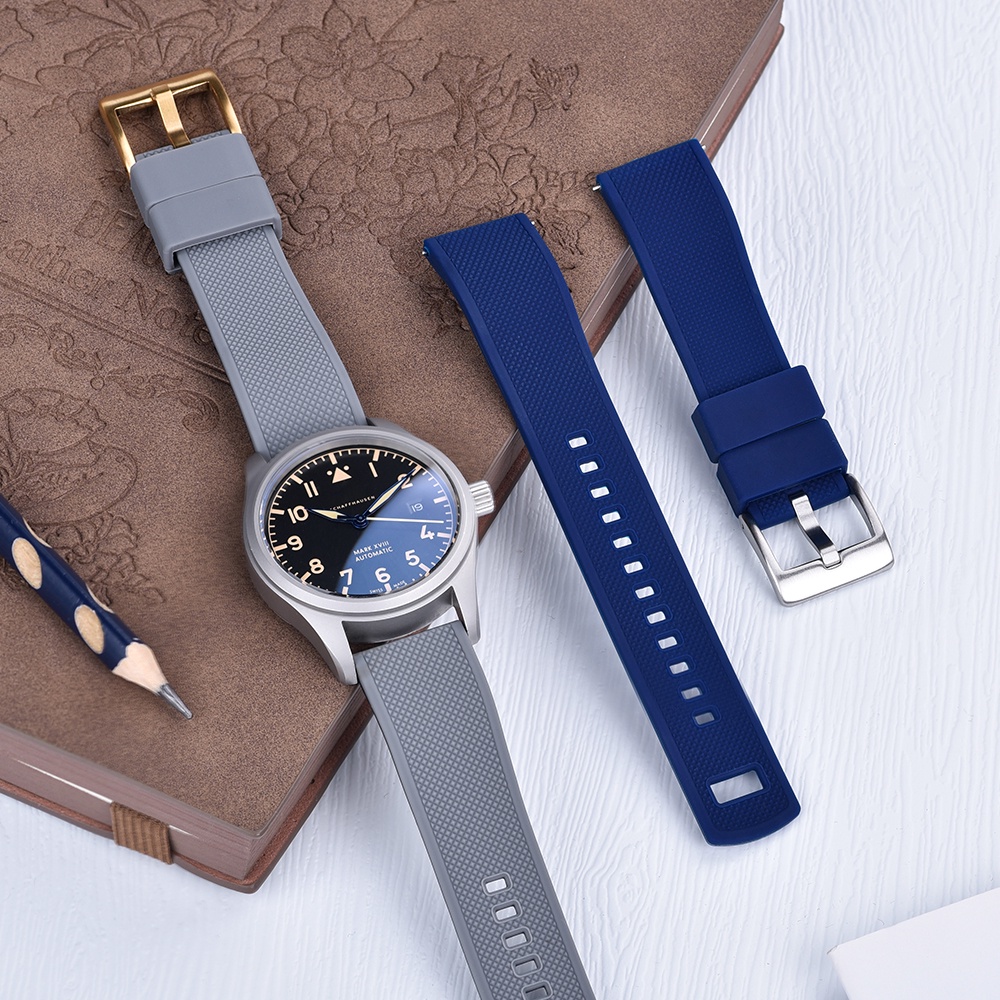 ภาพประกอบคำอธิบาย ดีไซน์ใหม่พรีเมี่ยมซิลิโคนอ่อนนุ่มสายนาฬิกาซิลิโคน QUICK RELEASE สายนาฬิกายาง 20 มม. 22 มม. สายนาฬิกานาฬิกาอุปกรณ์เสริมสำหรับ Men Watchbands