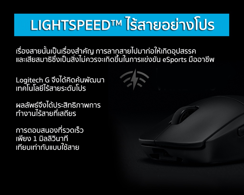 รูปภาพของ Logitech G Pro Wireless Gaming Mouse 25,600 DPI ( เมาส์เกมมิ่งไร้สาย พร้อมไฟ RGB LIGHTSYNC)