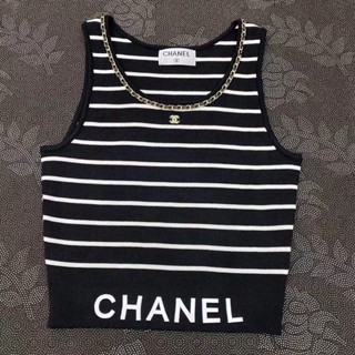 พร้อมส่ง ! Chane !เสื้อกันหนาวแขนกุดเซ็กซี่ สวมใส่สบาย แฟชั่นฤดูร้อน สไตล์เกาหลี