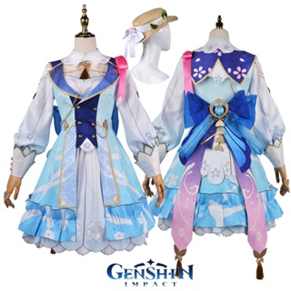 Kamisato Ayaka Cosplay Dress Game Genshin Impact Ayaka Springbloom Missive Cosplay Costume Lovely Lolita Maid Dress Wig Hat Fancy Dress