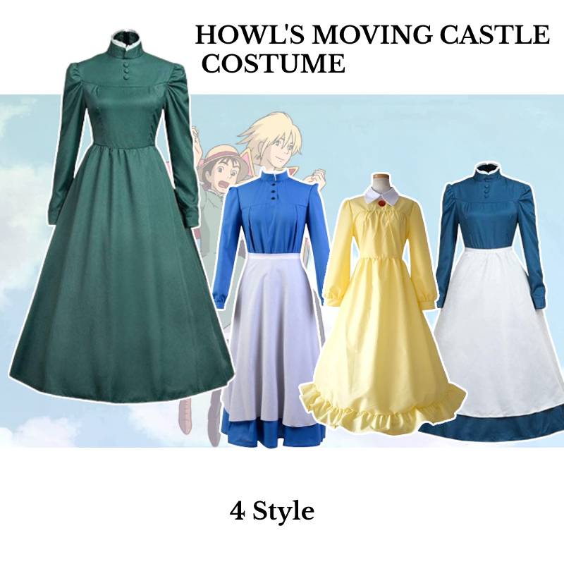 ชุดเดรสแขนยาว-คอสเพลย์อนิเมะ-howls-moving-castle-sophie-สําหรับผู้หญิง