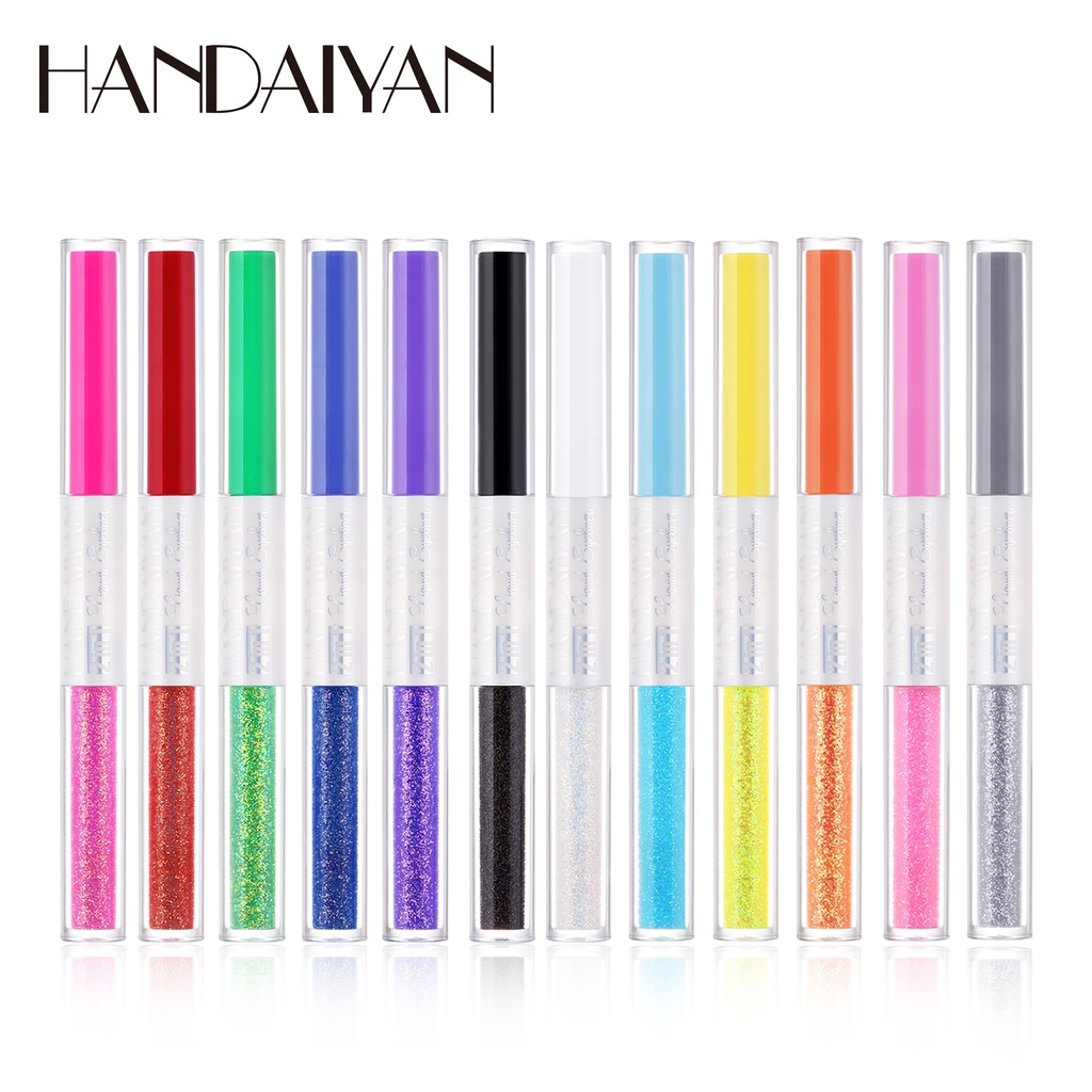 มุมมองเพิ่มเติมของสินค้า Handaiyan ปากกาอายไลเนอร์ สองหัว หลากสี กันน้ํา ติดทนนาน