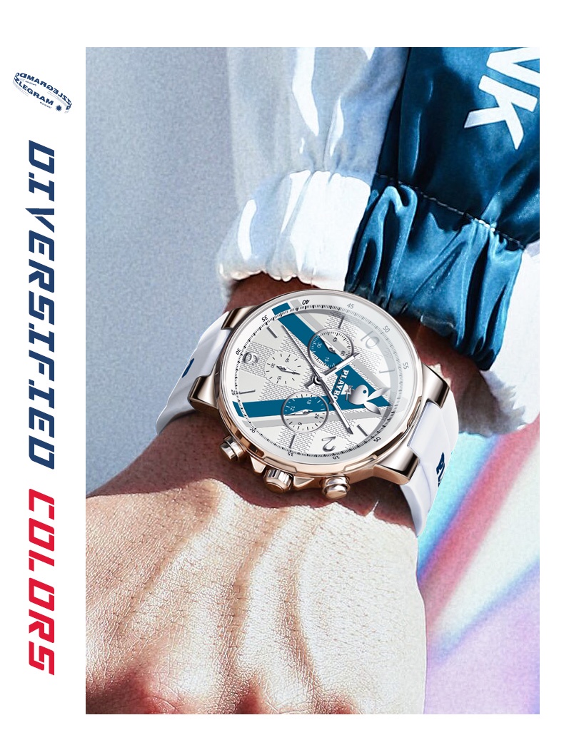 มุมมองเพิ่มเติมของสินค้า Playboy 3046-100 นาฬิกาข้อมือควอตซ์แฟชั่น สายซิลิโคน เรืองแสง กันน้ํา อเนกประสงค์ พร้อมกล่อง สําหรับผู้ชาย