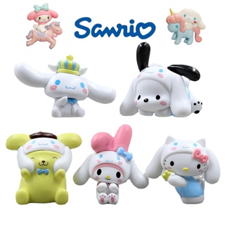 ภาพหน้าปกสินค้า5pcs/Set Sanrio Figure Kuromi Melody Hello Kitty Cinnamoroll Purin Toy Model Decor Kid Xmas Gift ซึ่งคุณอาจชอบราคาและรีวิวของสินค้านี้