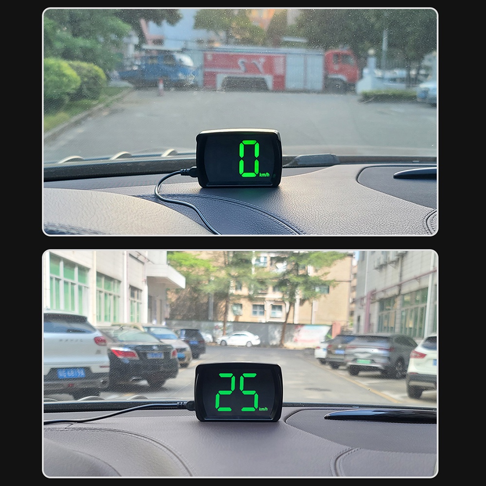 มุมมองเพิ่มเติมของสินค้า 2023 ใหม่ล่าสุด GPS HUD Head-Up Display KMH ตัวอักษรขนาดใหญ่ดิจิตอลมาตรวัดความเร็วปลั๊กแอนด์เพลย์สำหรับรถยนต์ทุกคัน