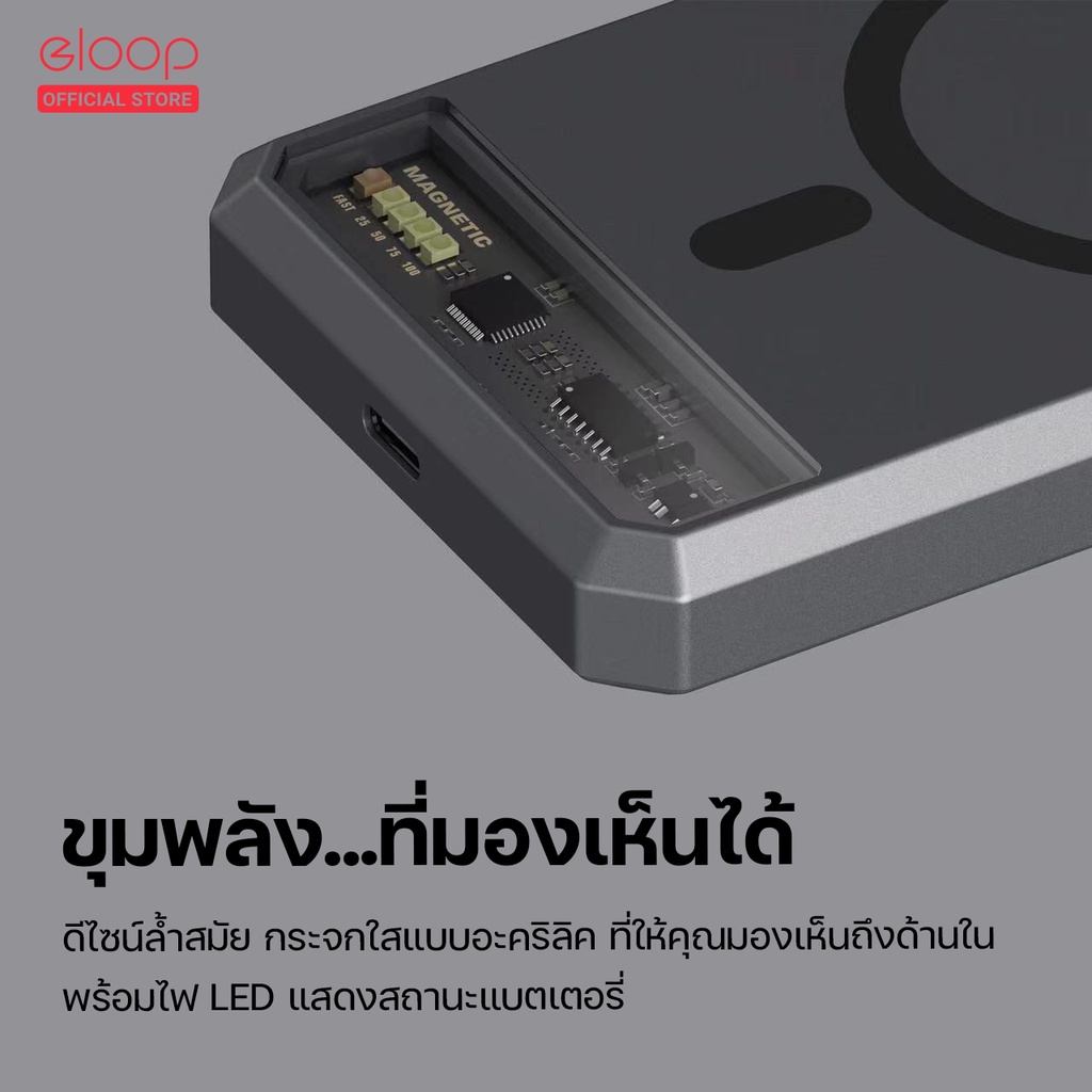 ภาพประกอบของ Orsen by Eloop E53 EW54 EW55 E43 MagCharge Magnetic 10000mAh 20000mAh 25000mAh แบตสำรองไร้สาย Power Bank พาวเวอร์แบงค์ Wireless Charger PowerBank พาเวอร์แบงค์ เพาเวอร์แบงค์ USB Type C