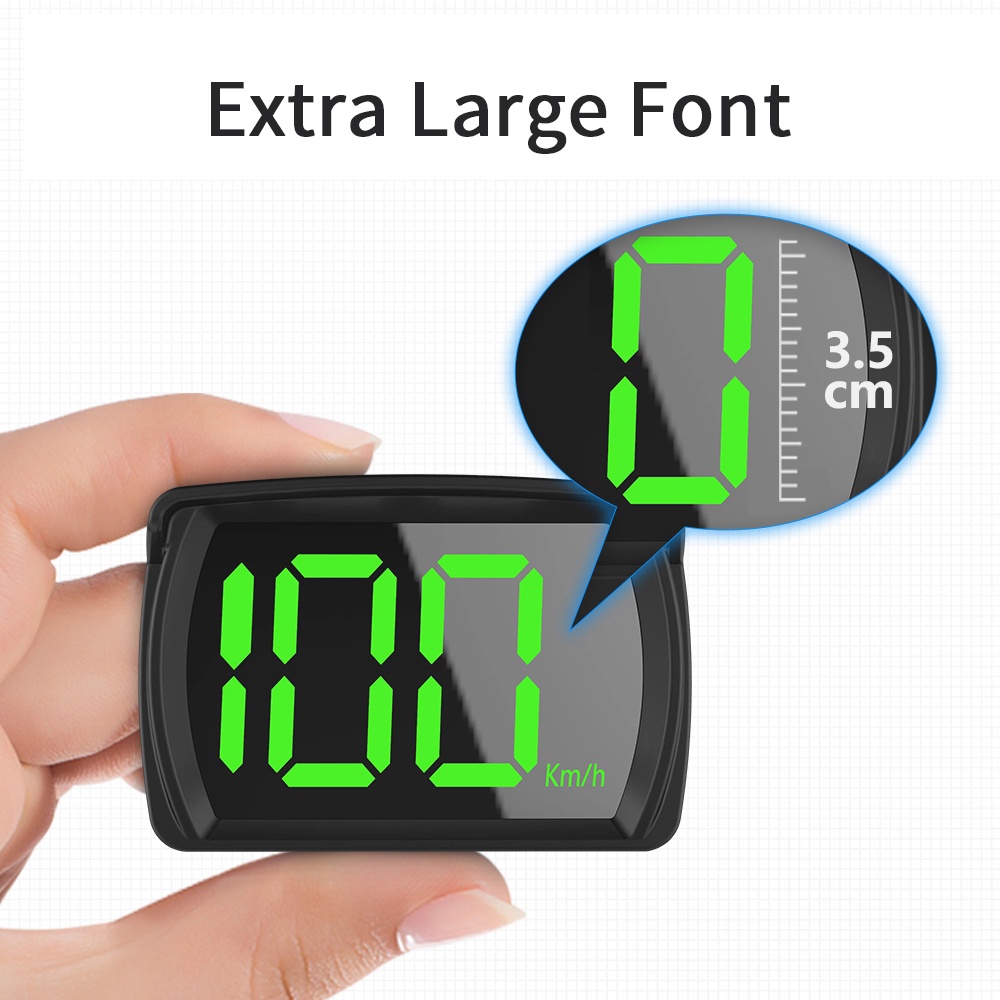 มุมมองเพิ่มเติมของสินค้า 2023 ใหม่ล่าสุด GPS HUD Head-Up Display KMH ตัวอักษรขนาดใหญ่ดิจิตอลมาตรวัดความเร็วปลั๊กแอนด์เพลย์สำหรับรถยนต์ทุกคัน