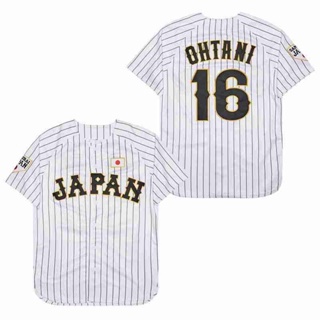 เสื้อกีฬาเบสบอล ปักลายทาง OHTANI 11 16 สีดํา สีขาว สไตล์ฮิปฮอป เหมาะกับฤดูร้อน 2023