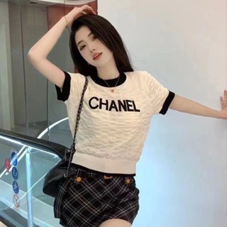 พร้อมส่ง ! Chane !เสื้อกันหนาว แขนสั้น สวมใส่สบาย สําหรับผู้หญิง