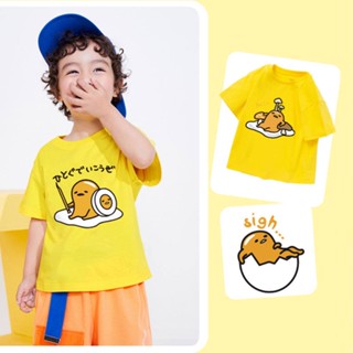 เสื้อยืด พิมพ์ลายการ์ตูนไข่ขี้เกียจ Gudetama สไตล์ญี่ปุ่น เหมาะกับของขวัญ สําหรับครอบครัว และเด็กผู้ชาย และเด็กผู้หญิง