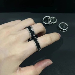 Black Zircon Opening Ring Accessories Trend Hip Hop Dark Wind