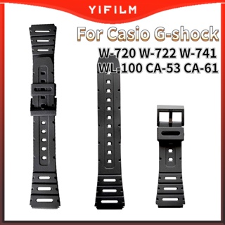 Yifilm สายนาฬิกาข้อมือยาง 20 มม. สําหรับ Casio G-shock W-720 W-722 W-741 WL-100 CA-53 CA-61