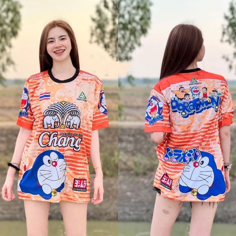 เสื้อกีฬาแขนสั้น-ลายทีมชาติฟุตบอลชั้นนํา-ประเทศไทย-chang-doraemon-2022