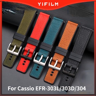 Yifilm สายนาฬิกาข้อมือหนังวัว ปลดเร็ว 22 มม. อุปกรณ์เสริม สําหรับ Cassio EFR303L EFV-540 500 EFS-S510 MTP137