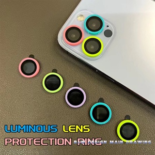 ฟิล์มกระจกนิรภัยเซรามิค ป้องกันเลนส์กล้อง สีเรืองแสง สําหรับ iPhone 15 Pro Max14 13 12 11 Pro Max Plus 12 13 Mini