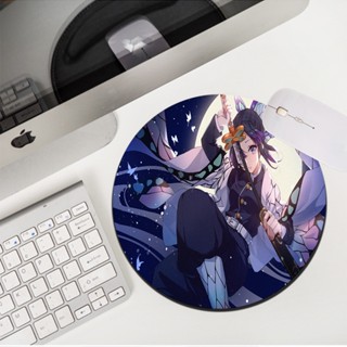 แผ่นรองเมาส์เล่นเกม ทรงกลม ขนาดเล็ก กันลื่น ลายอนิเมะ Demon Slayer Kochou 200x200 มม.